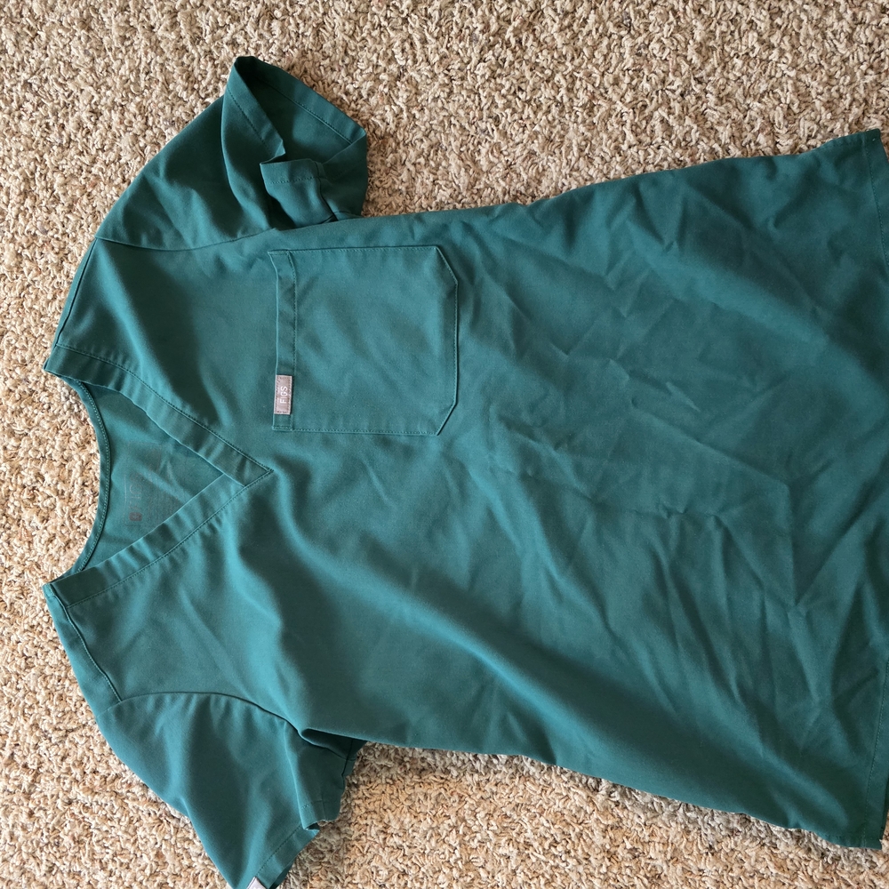 Figs Green V-Neck Scrub Top